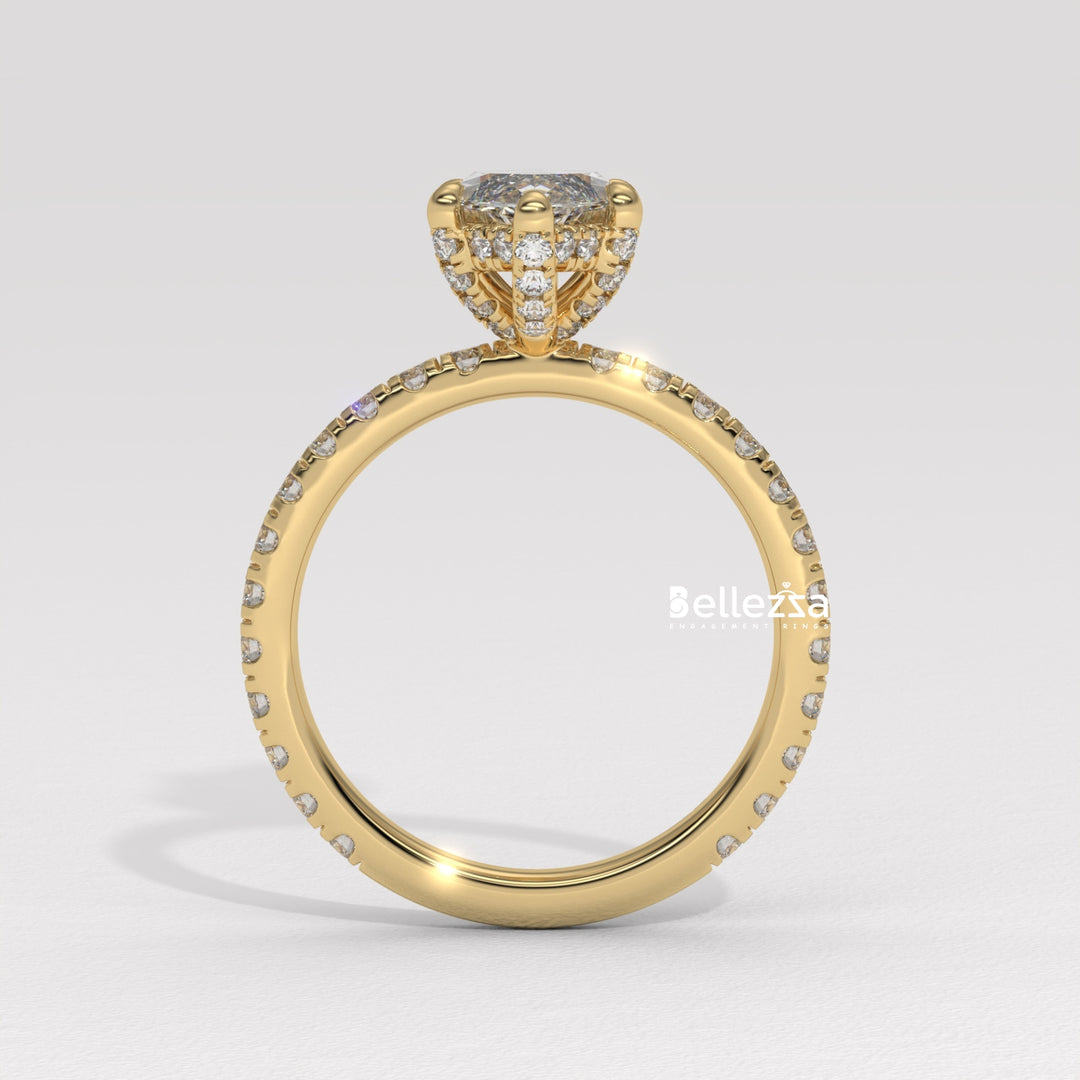 2.0-3.0CT Marquise Cut CVD Diamond Pave Setting Engagement Ring