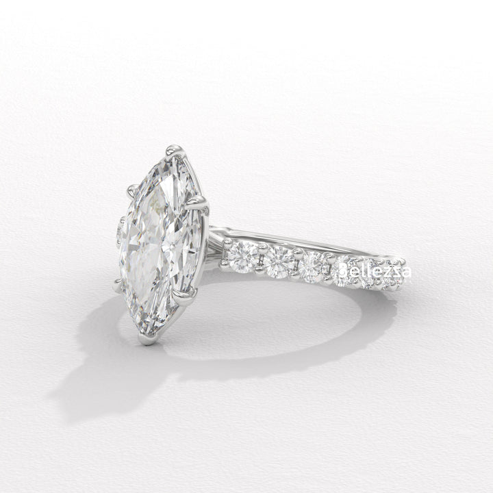 1.50-2.50CT Marquise Cut Pave Setting Lab Grown Engagement Ring