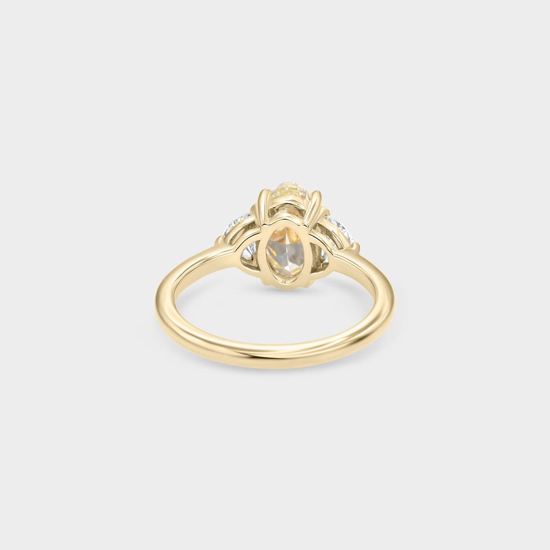 2.0CT Warm White Oval Cut Three Stone Setting Lab Grown Engagement Ring