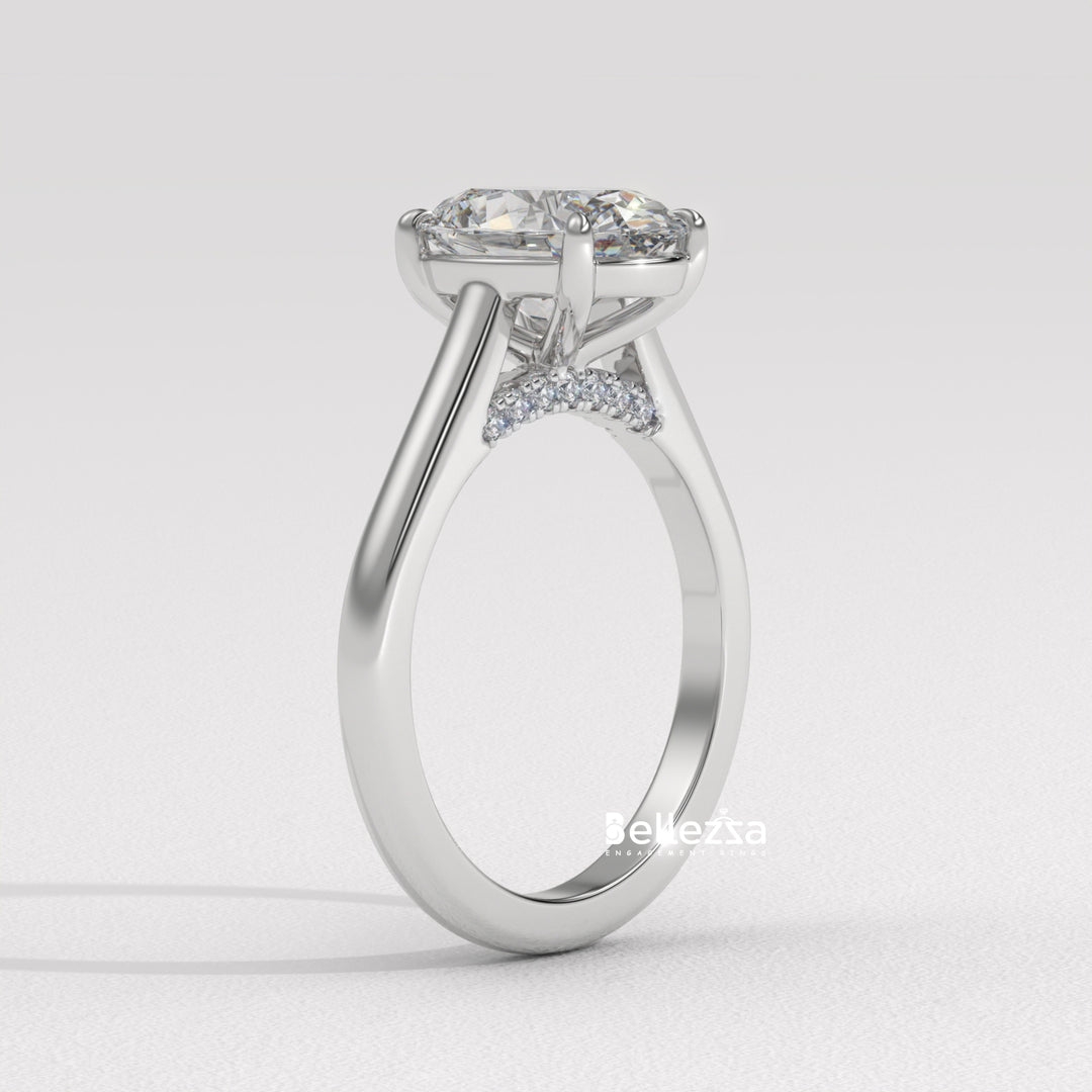 1.50-2.50CT Oval Cut CVD Diamond Hidden Diamond Engagement Ring