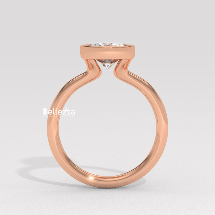 1.50-2.50CT Oval Diamond Bezel Setting Lab Grown Engagement Ring