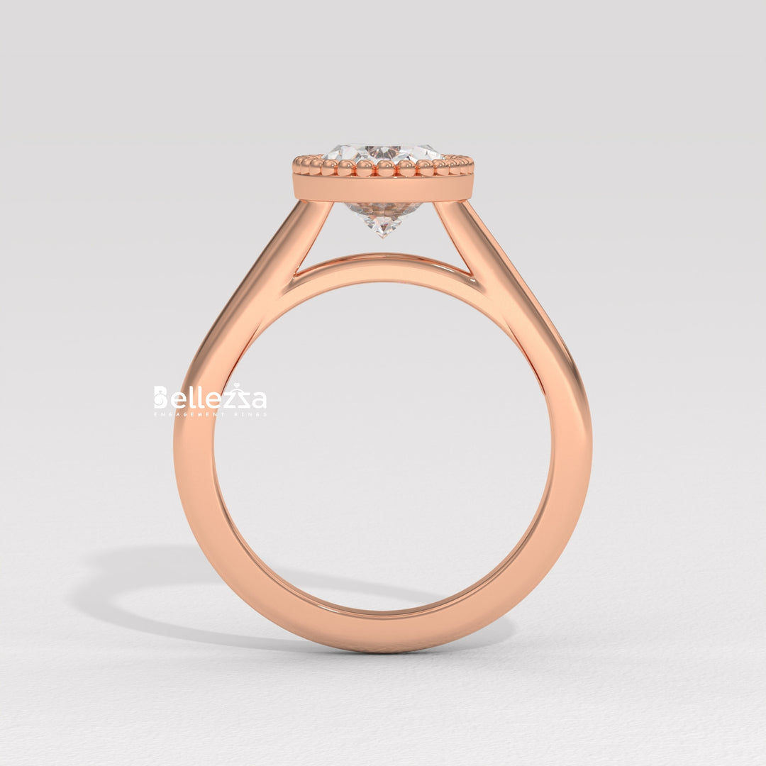 1.50-2.50CT Oval Diamond Vintage Bezel Setting Lab Grown Engagement Ring