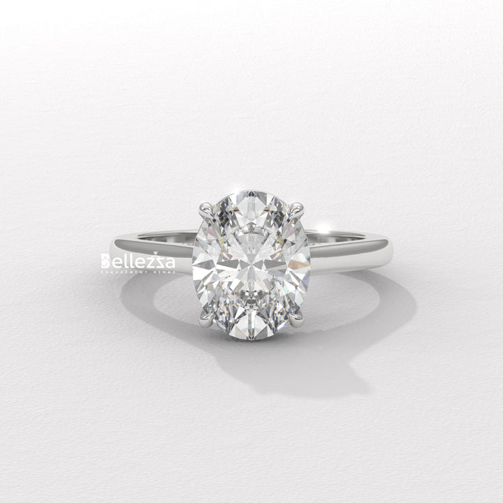 1.50-2.50CT Oval Cut CVD Diamond Hidden Diamond Engagement Ring