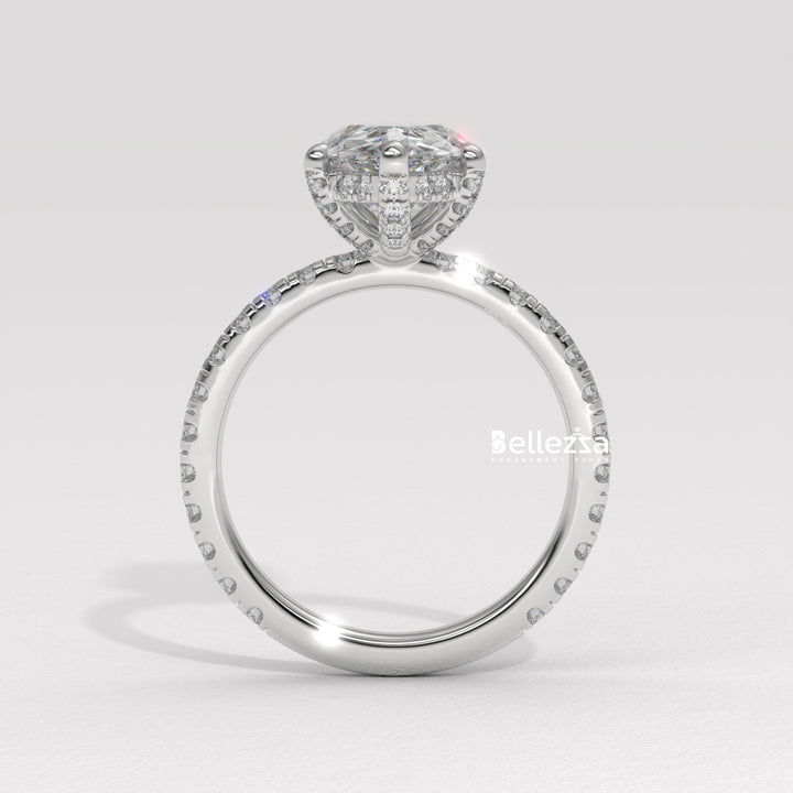 1.50-2.50CT Pear Cut Lab Grown Diamond Pave Setting Engagement Ring