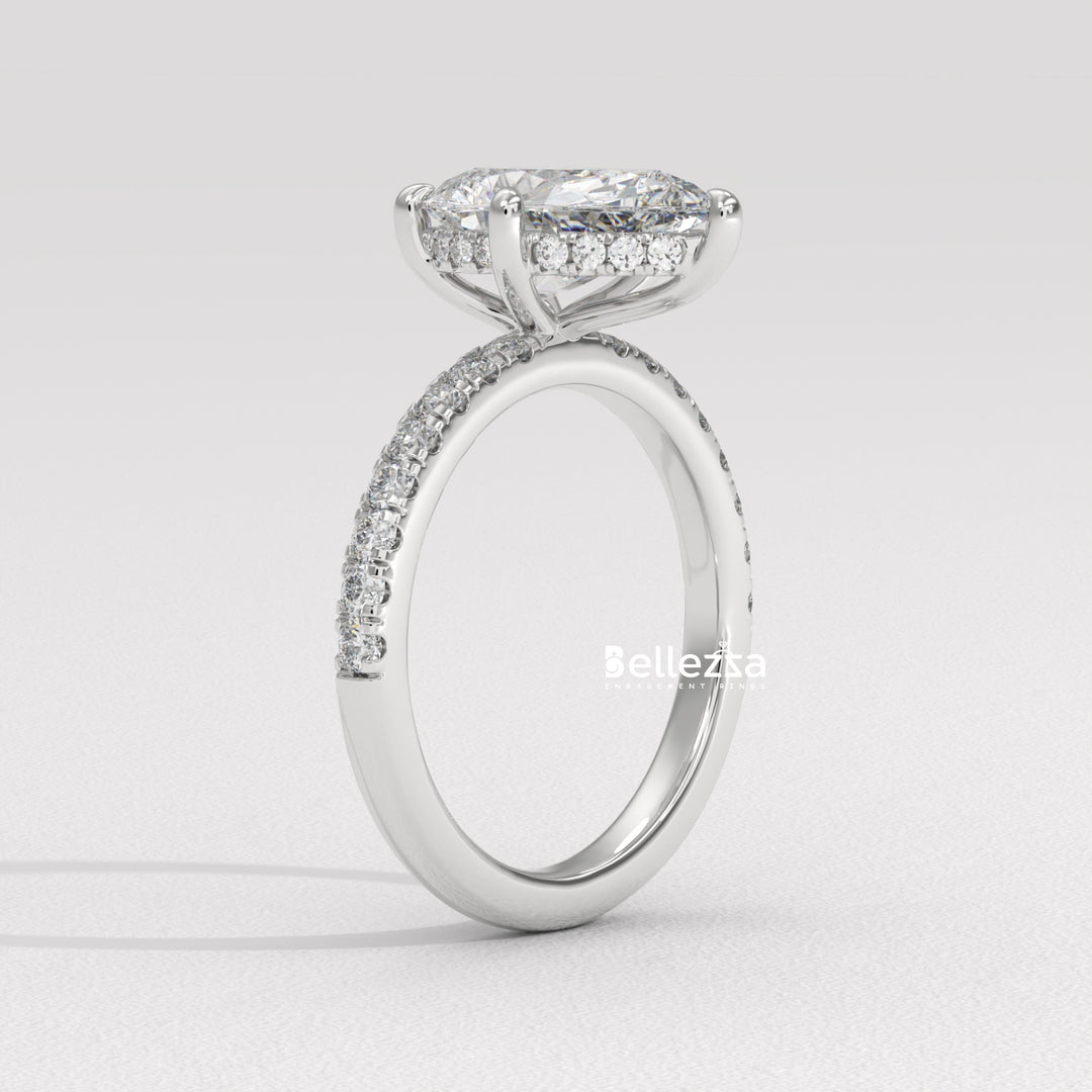 1.50-2.50CT Pear Cut Diamond Pave Setting Lab Grown Engagement Ring