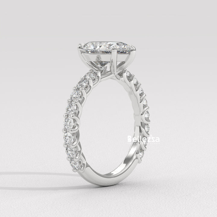 1.50-2.50CT Pear Diamond Pave Setting Lab Grown Engagement Ring