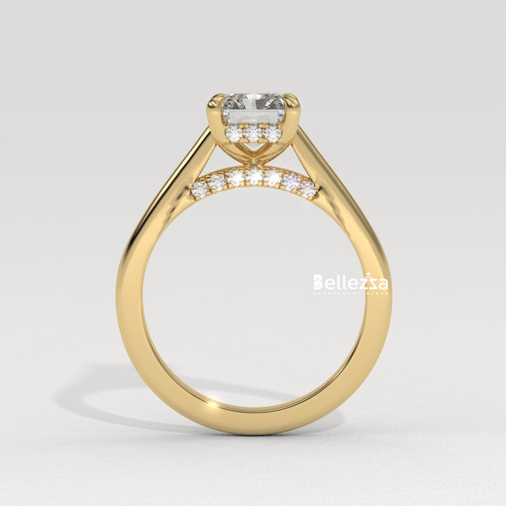 1.50-2.50CT Radiant  Cut Hidden Halo Lab Grown Engagement Ring