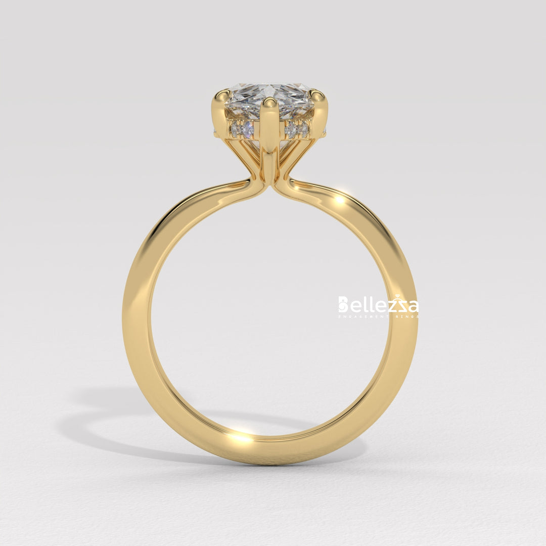 1.50-2.50CT Pear Cut Hidden Halo Lab Grown Engagement Ring