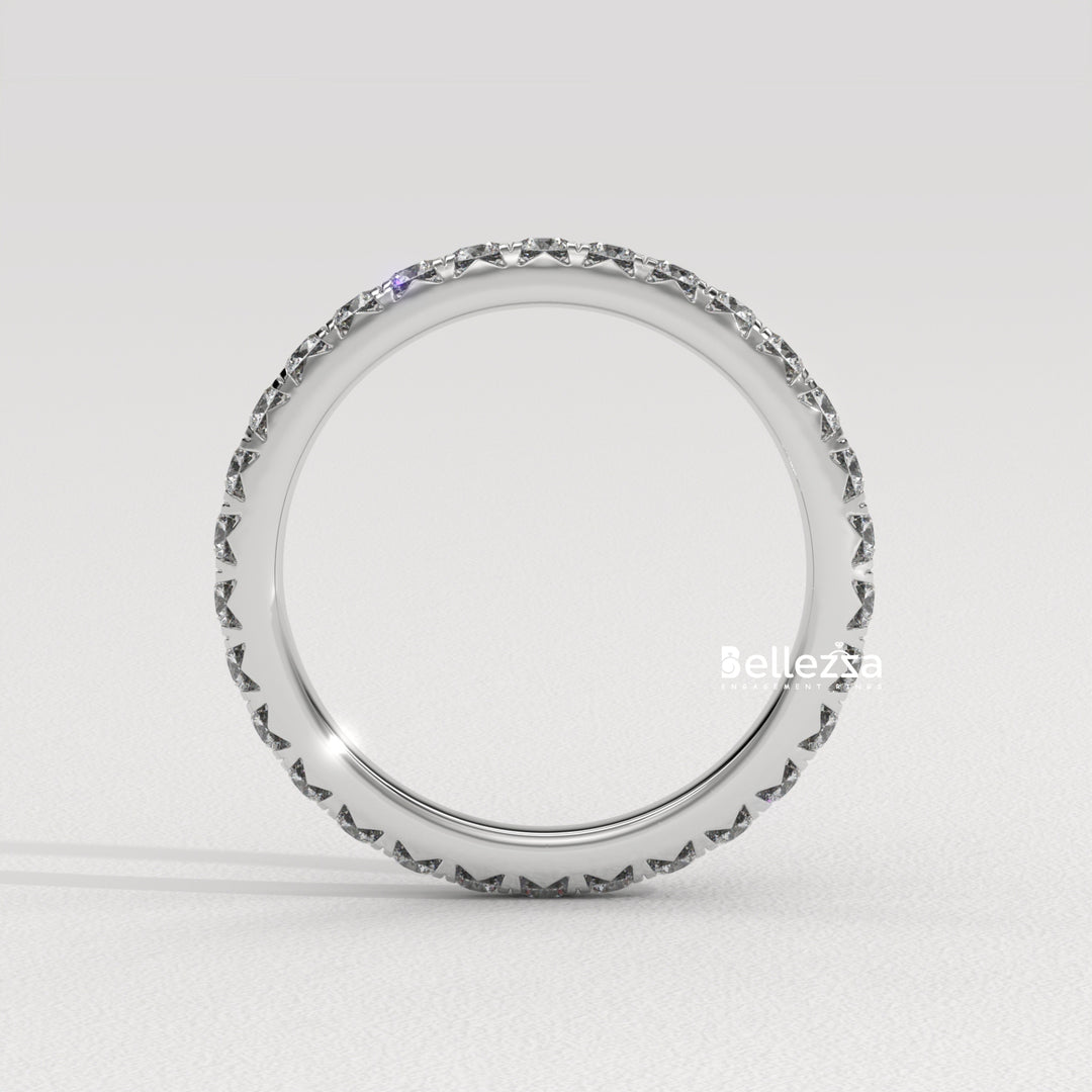 Round Dimaond Pave Setting Eternity Lab Grown Wedding Band