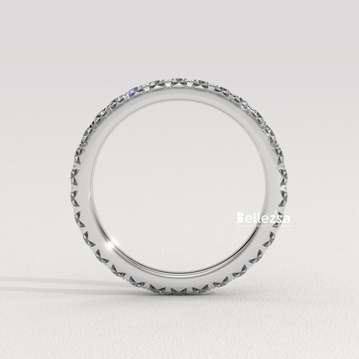 Round Dimaond Pave Setting Eternity Lab Grown Wedding Band
