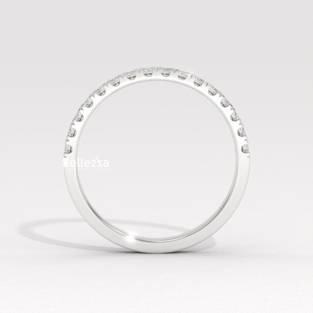 Round Diamond Pave Setting Half Eternity Lab Grown Wedding Band