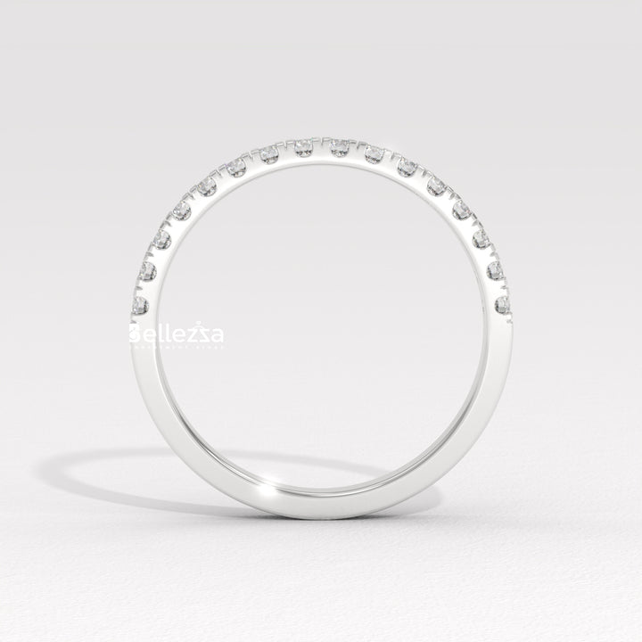 Round Diamond Pave Setting Half Eternity Lab Grown Wedding Band