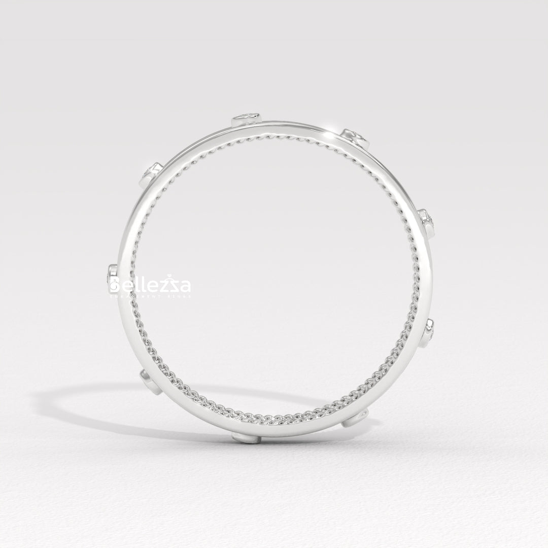 Round Diamond Unique Distance Statment Lab Grown Wedding Band