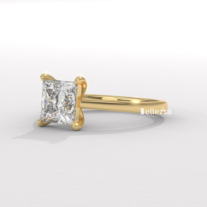 1.0-2.0CT Princess Diamond Solitaire Setting Lab Grown Engagement Ring