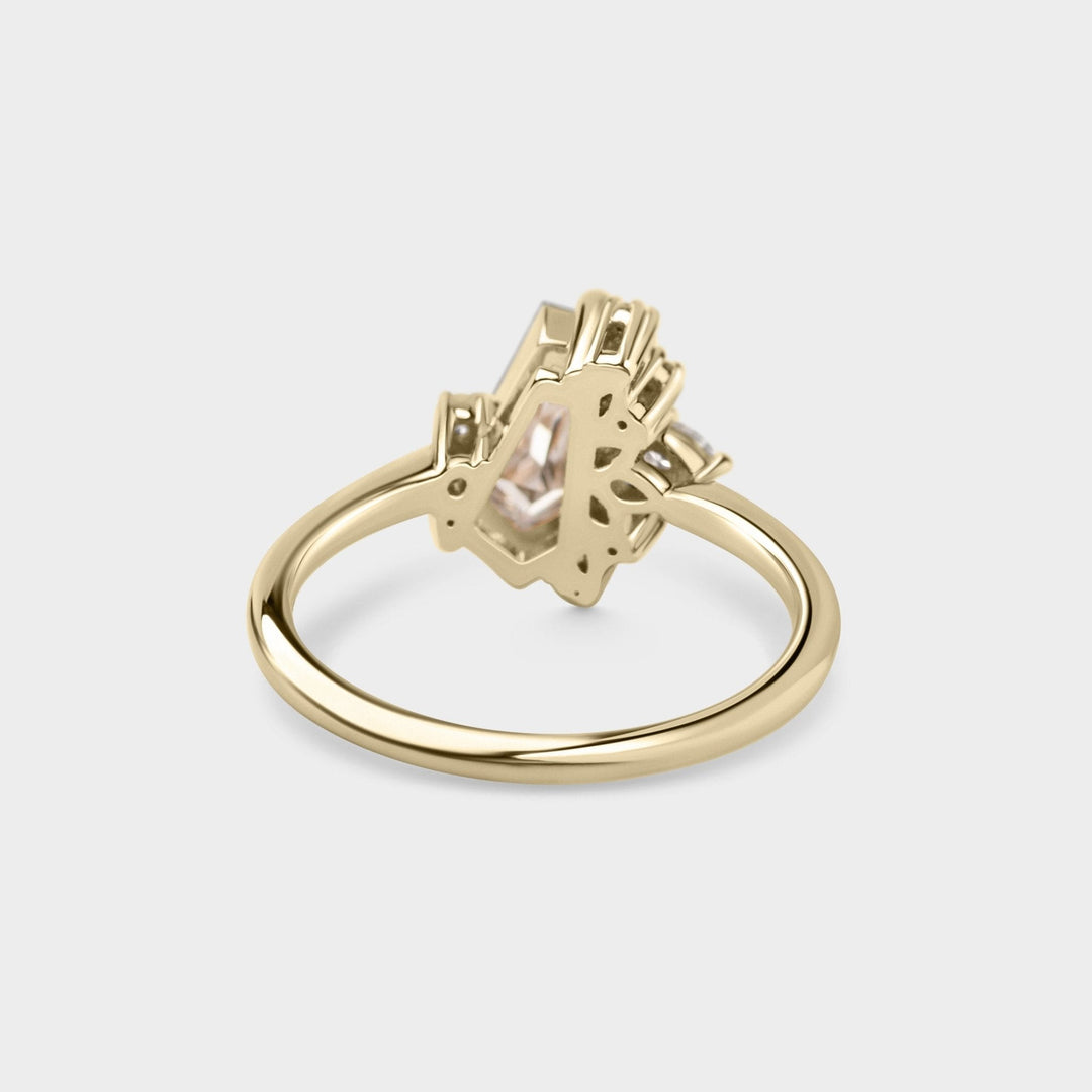 1.0CT Champagne Irregular Diamond Cluster Setting Lab Grown Engagement Ring
