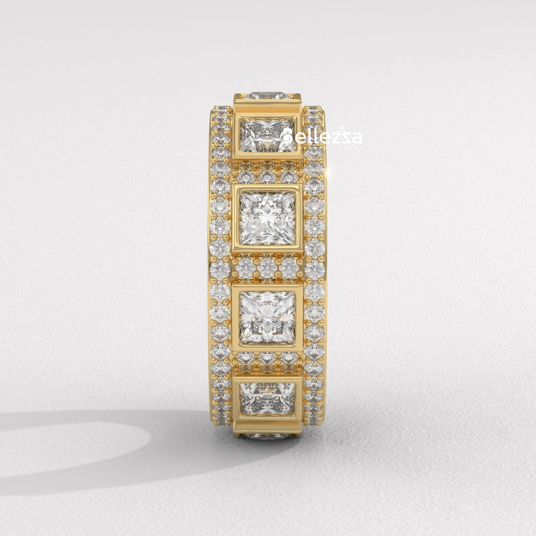 Princess & Round Diamond Eternity Lab Grown Wedding Band