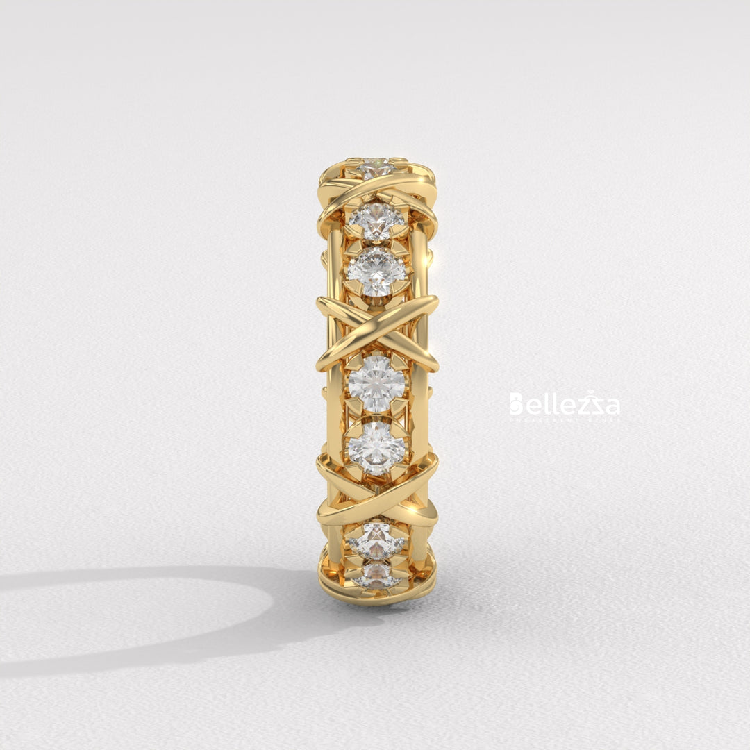Round Diamond Unique Full Eternity Lab Grown Wedding Band