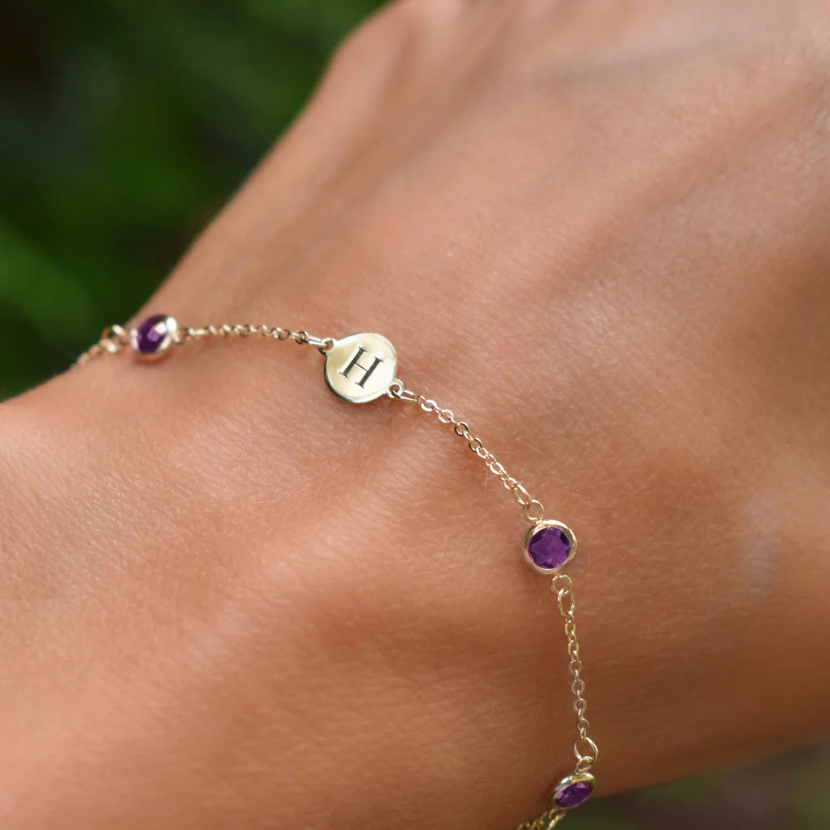 1.0TCW Round Cut Customized Moissanite February Birthstone Bracelet