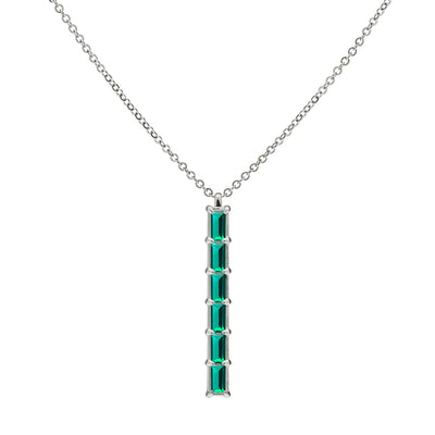 0.84TCW Baguette Cut Moissanite Diamond May Birthstone Necklace