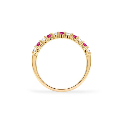 1.32TCW Round Cut Ruby Moissanite july Birthstone Wedding Band