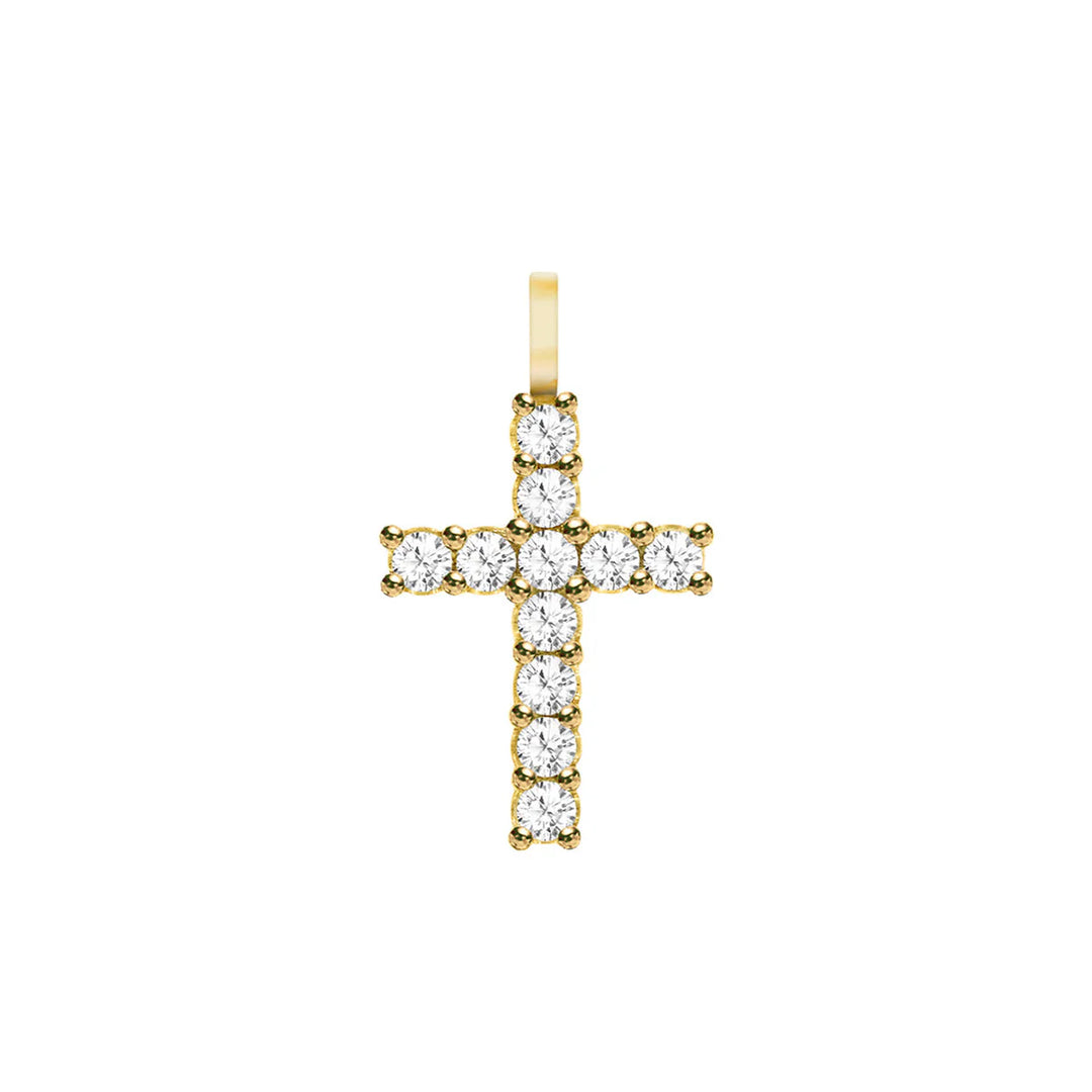 1.32TCW Round Diamond Cross Moissanite April Birthstone Pendant Necklace