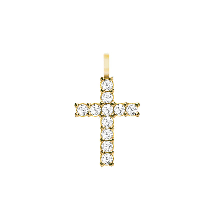 1.32TCW Round Diamond Cross Moissanite April Birthstone Pendant Necklace