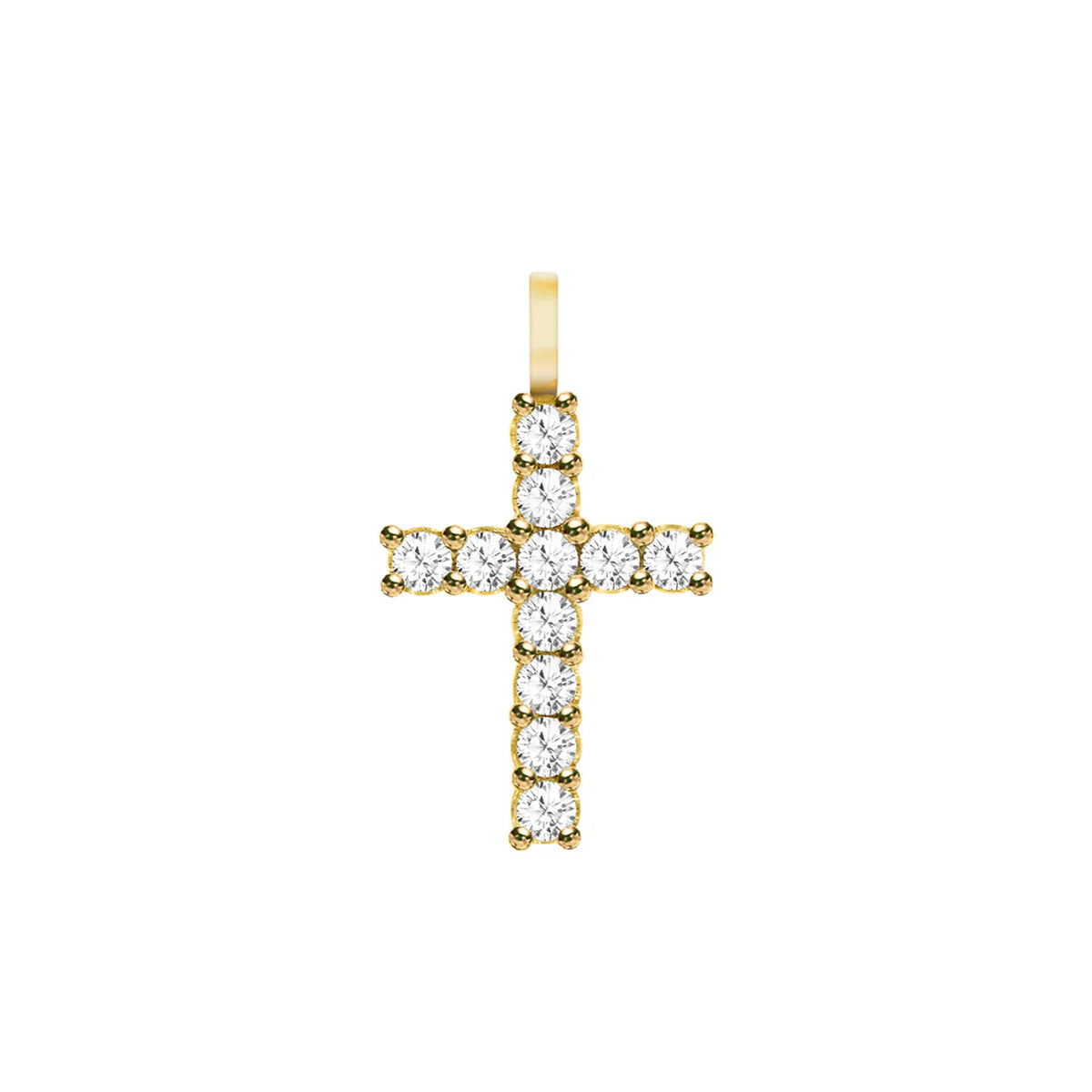 1.32TCW Round Diamond Cross Moissanite April Birthstone Pendant Necklace