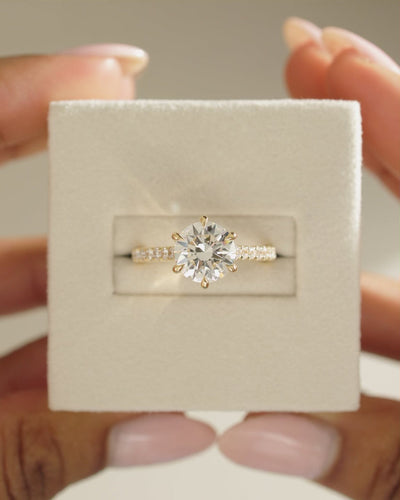 1.0 CT Round Brilliant Pave Setting Moissanite Engagement Ring