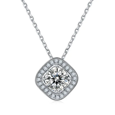 2.0CT Round Brilliant Cut Halo Moissanite Diamond Pendant Necklace For Women