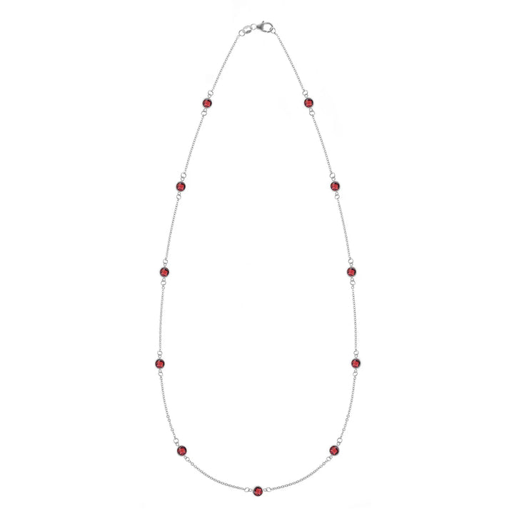 2.75 TCW Round Cut Garnet Moissanite January Birthstone Necklace