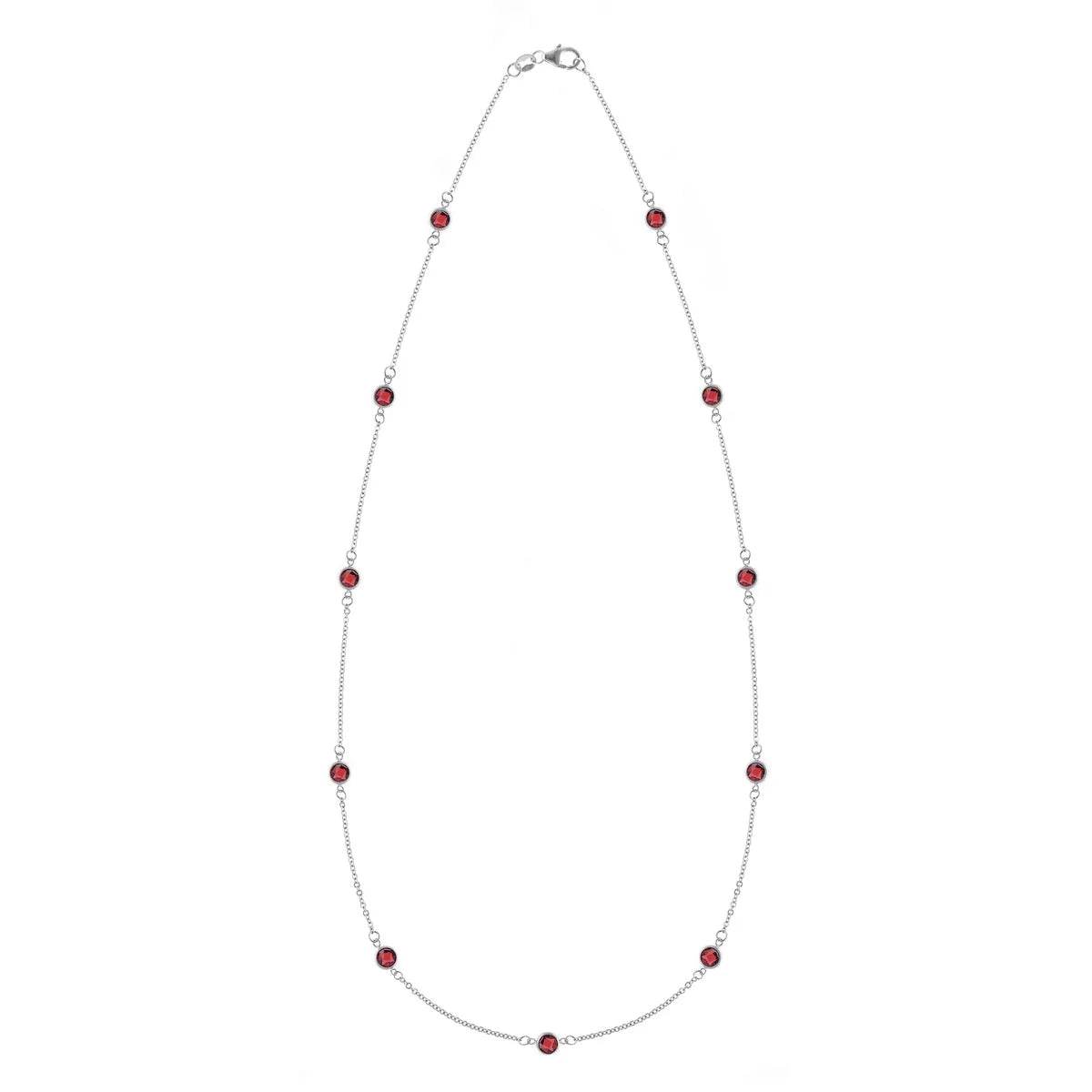 2.75 TCW Round Cut Garnet Moissanite January Birthstone Necklace