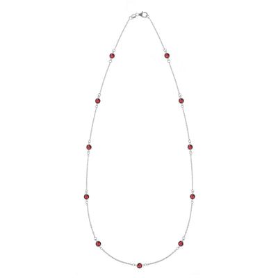 2.75 TCW Round Cut Garnet Moissanite January Birthstone Necklace