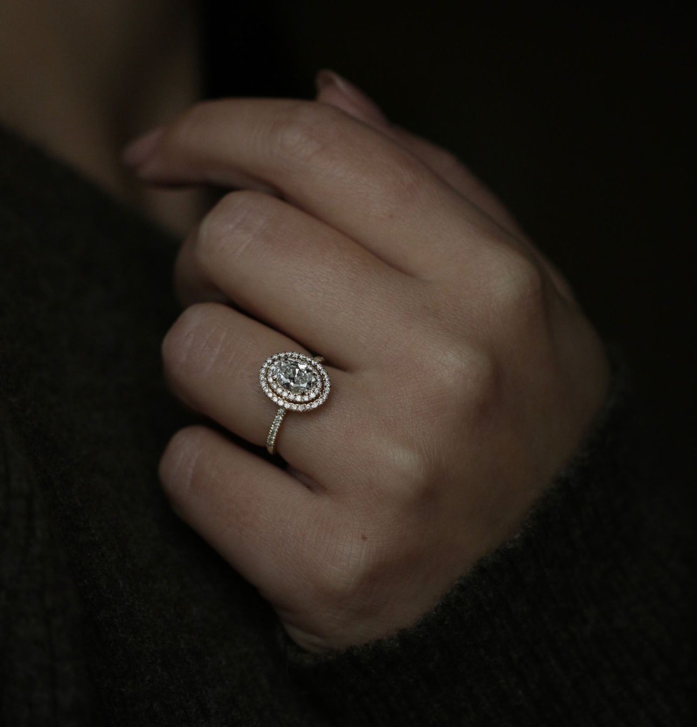 1.0 CT-3.0 CT Oval Double Halo  Lab Grown Diamond Engagement Ring