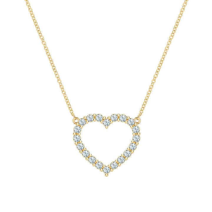 1.45TCW Round Open Heart Moissanite March Birthstone Necklace