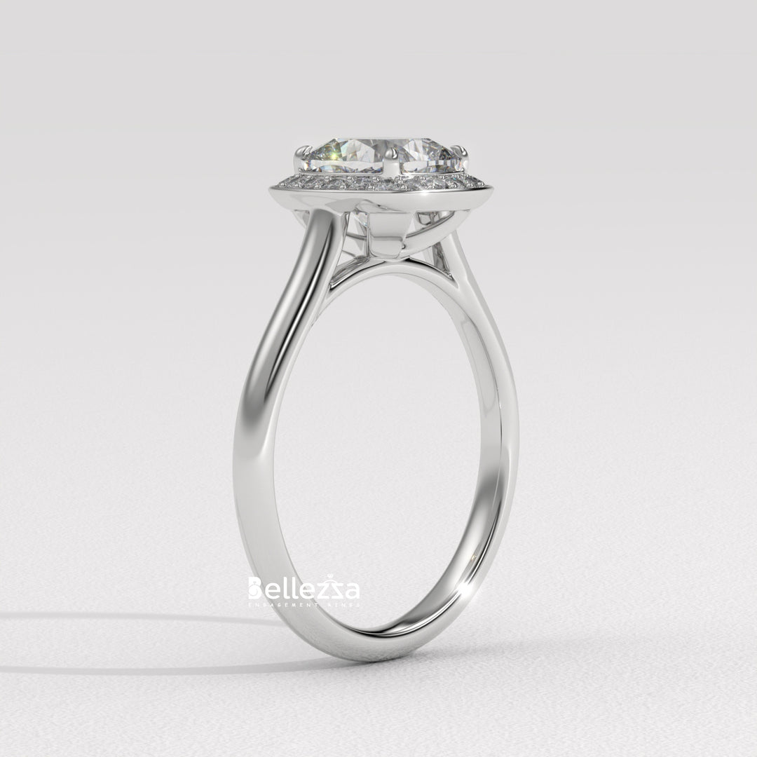 1.50-2.50CT Cushion Cut CVD Diamond Halo Setting Engagement Ring