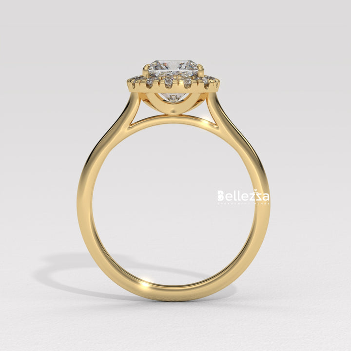 1.0-2.0CT Cushion Cut Lab Grown Diamond Halo Setting Engagement Ring