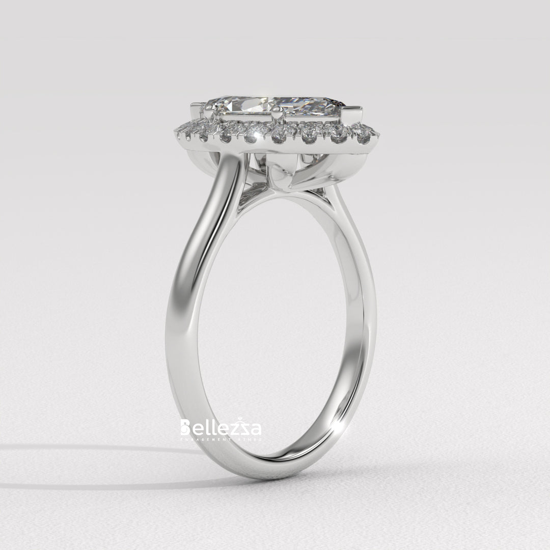 1.50-2.50CT Marquise Cut CVD Diamond Halo Setting Engagement Ring