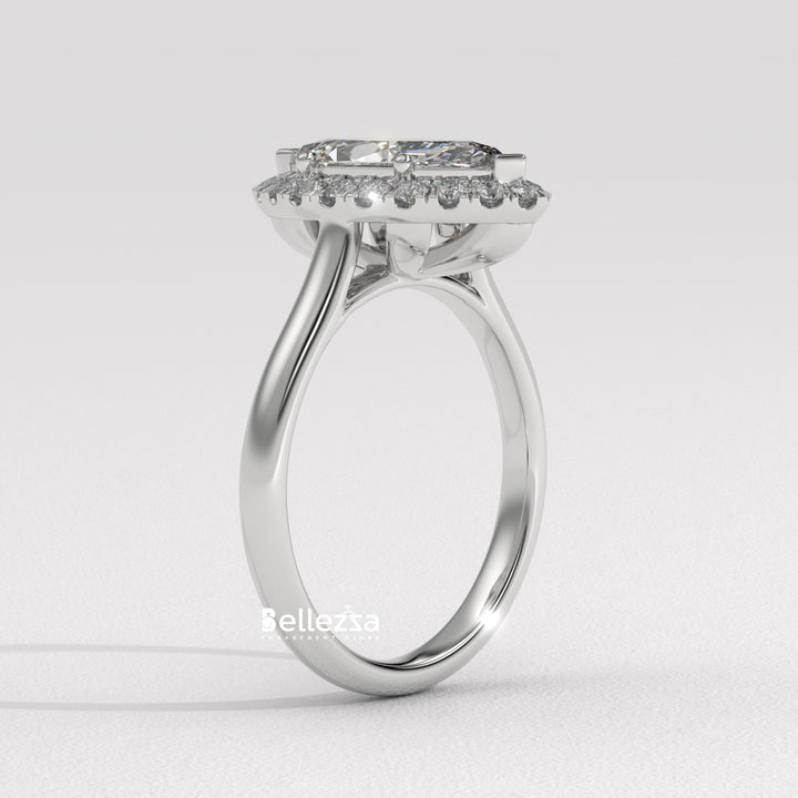 1.50-2.50CT Marquise Cut CVD Diamond Halo Setting Engagement Ring
