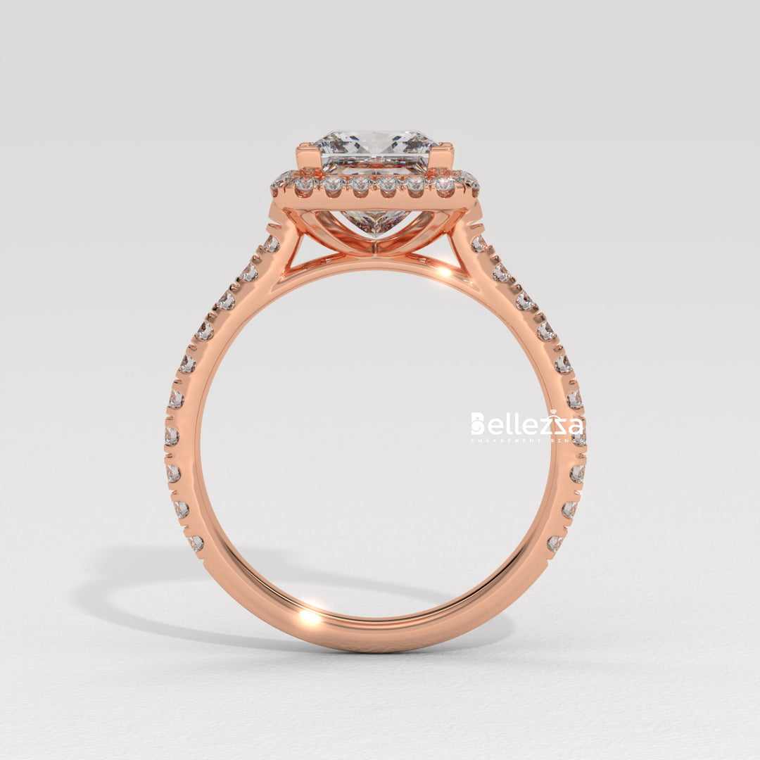  princess cut halo ring, emerald cut halo ring,  halo ring, custom halo setting ring, double halo diamond ring, hidden halo engagement ring, floating halo diamond ring