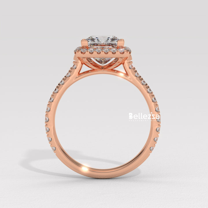  princess cut halo ring, emerald cut halo ring,  halo ring, custom halo setting ring, double halo diamond ring, hidden halo engagement ring, floating halo diamond ring