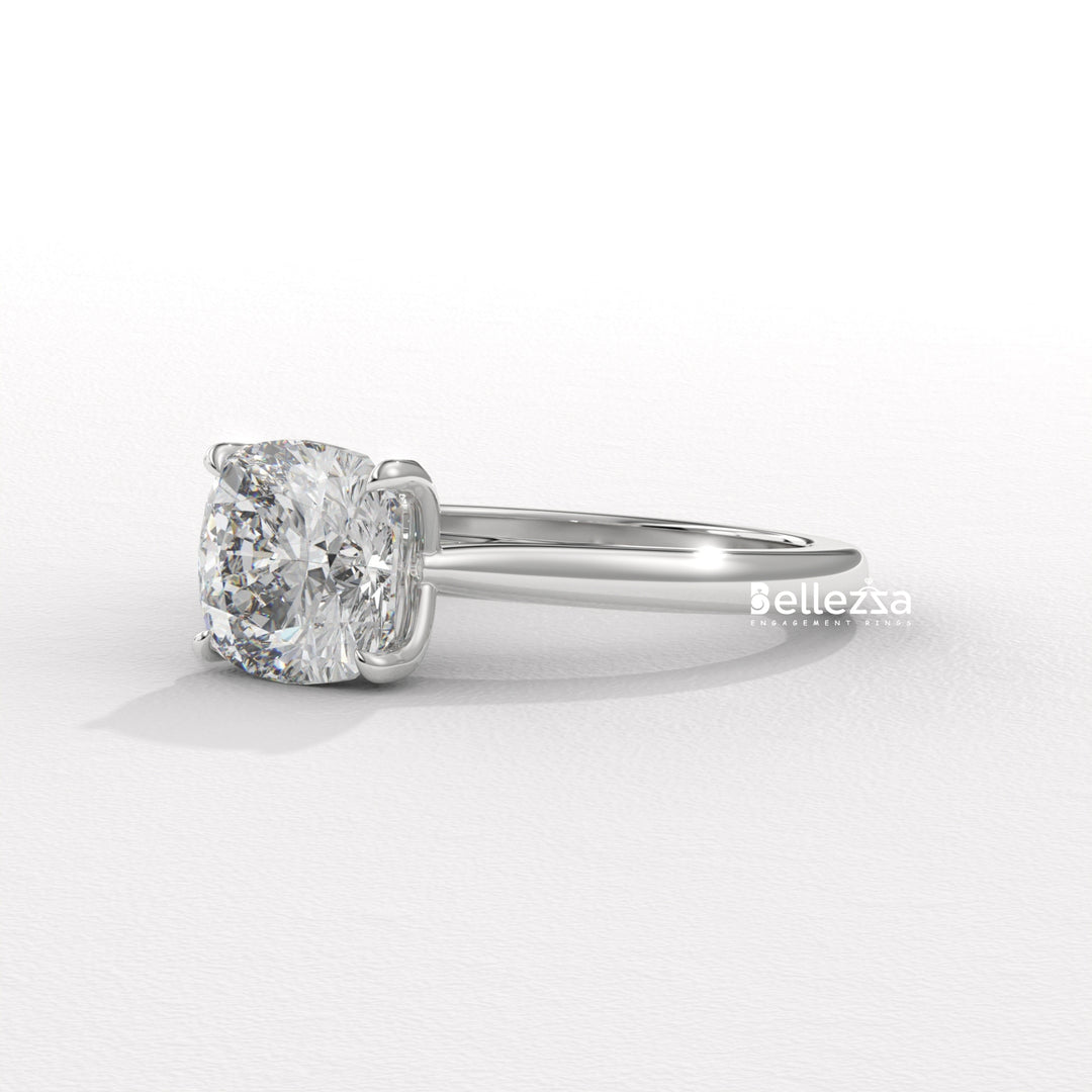 1.0-2.0CT Cushion Diamond Solitaire Setting Lab Grown Engagement Ring