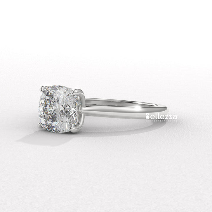 1.0-2.0CT Cushion Diamond Solitaire Setting Lab Grown Engagement Ring