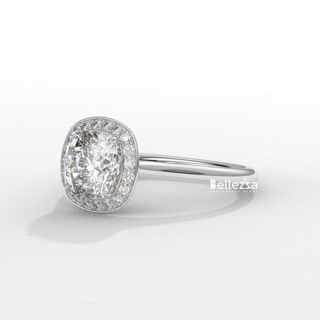 1.50-2.50CT Cushion Cut CVD Diamond Halo Setting Engagement Ring