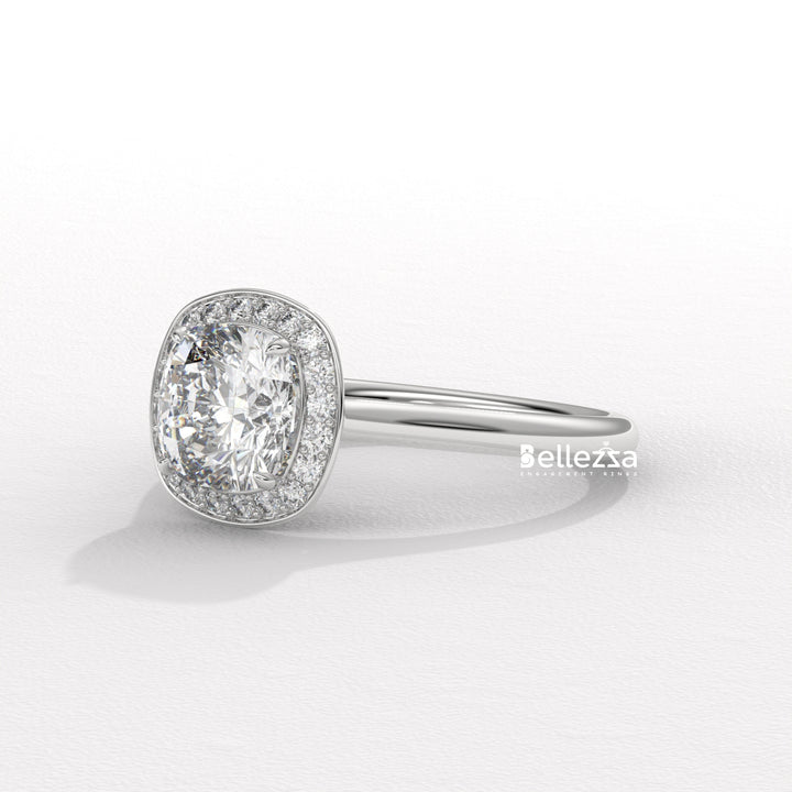 1.50-2.50CT Cushion Cut CVD Diamond Halo Setting Engagement Ring