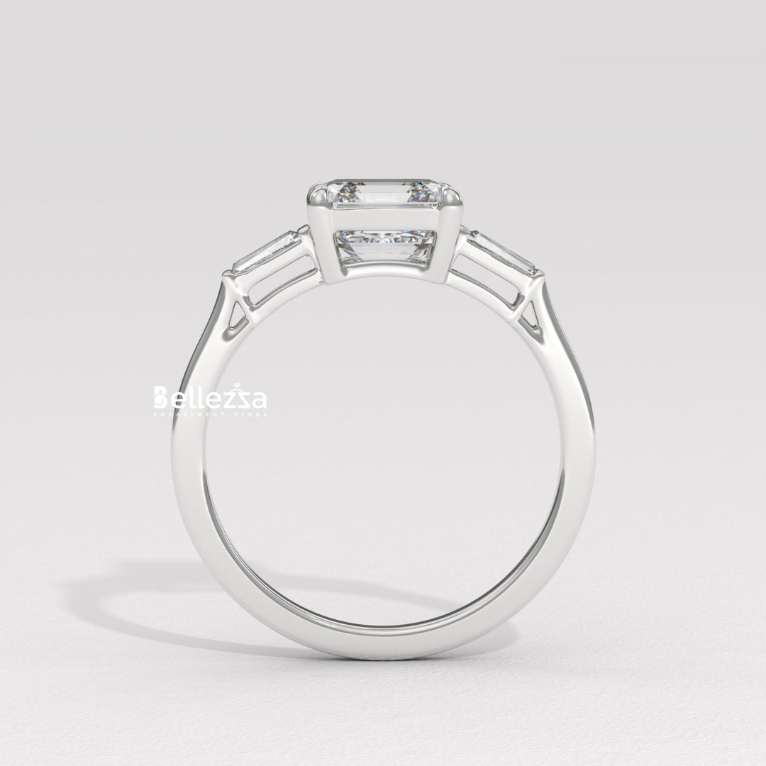 1.50-2.50CT Asscher Diamond Three Stone Lab Grown Engagement Ring