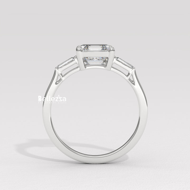 1.50-2.50CT Asscher Diamond Three Stone Lab Grown Engagement Ring
