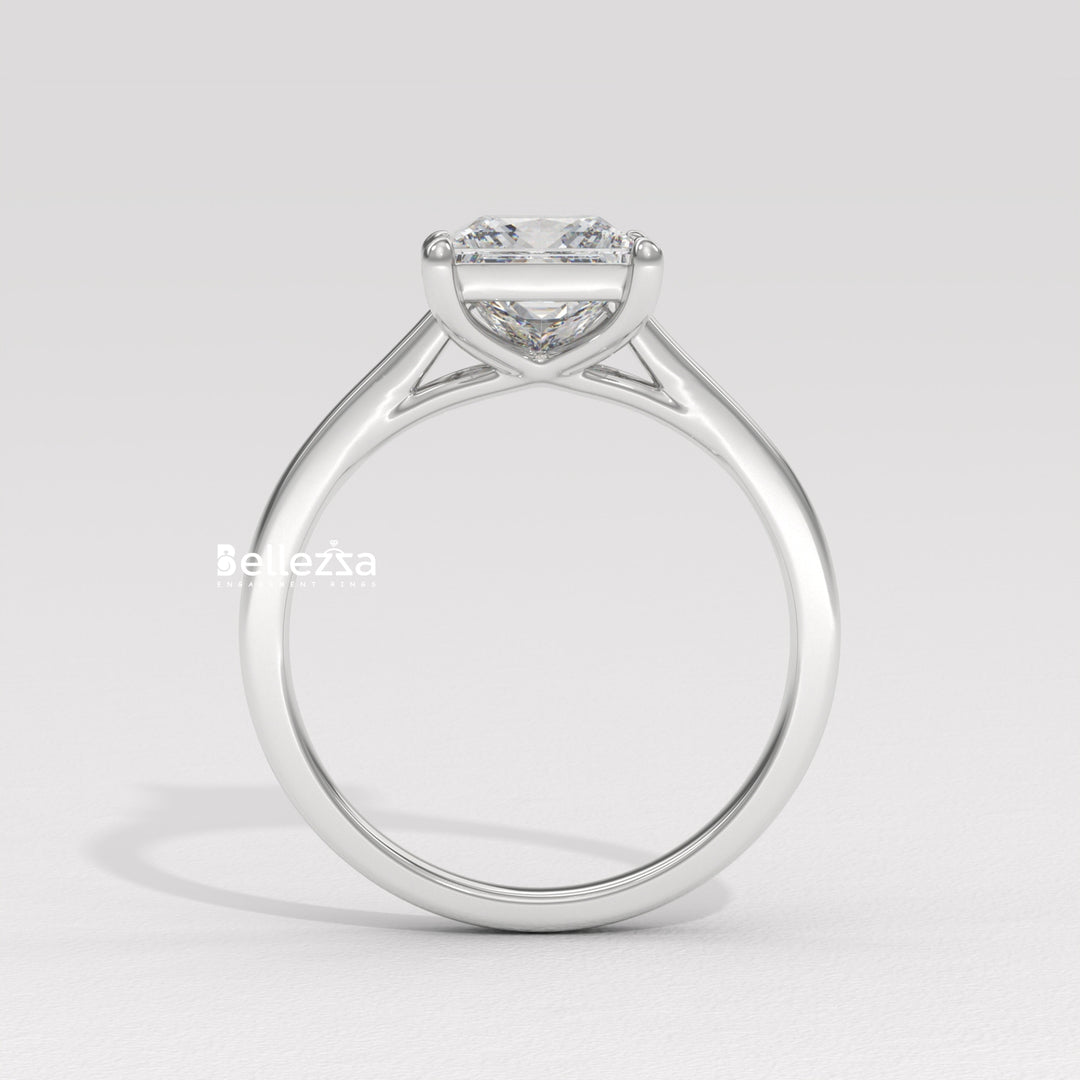 1.0-2.0CT Princess Diamond Solitaire Setting Lab Grown Engagement Ring