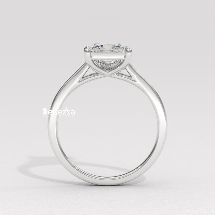 1.0-2.0CT Princess Diamond Solitaire Setting Lab Grown Engagement Ring