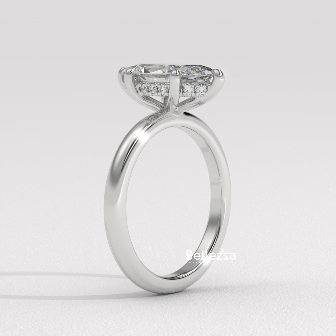 1.50-2.50CT Marquise Cut CVD Diamond Hidden Halo Setting Engagement Ring