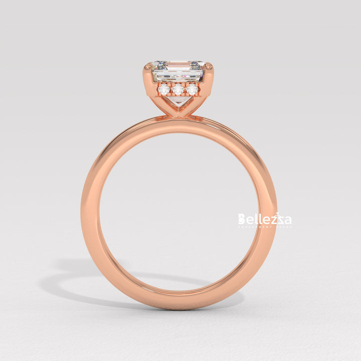 1.50-2.50CT Asscher Cut Diamond Hidden Halo Lab Grown Engagement Ring